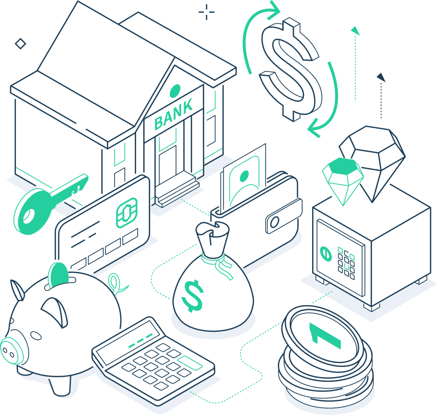 Ilustração de câmbio bancário